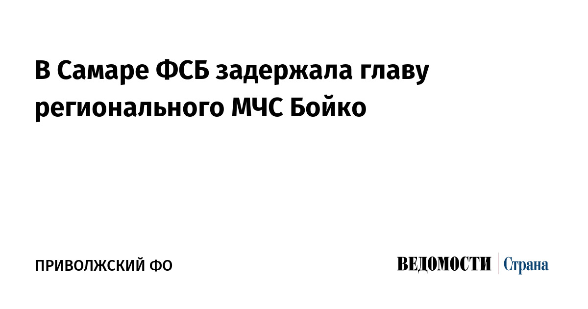В Самаре ФСБ задержала главу регионального МЧС Бойко - «Ведомости. Страна»
