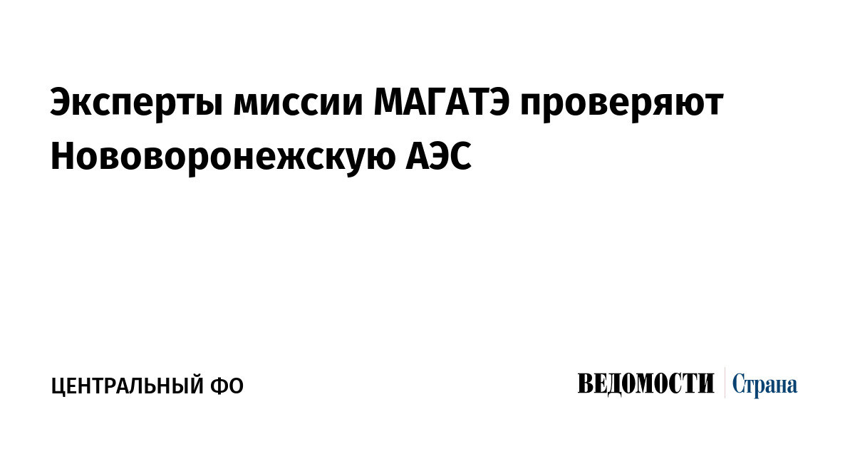 Эксперты миссии МАГАТЭ проверяют Нововоронежскую АЭС