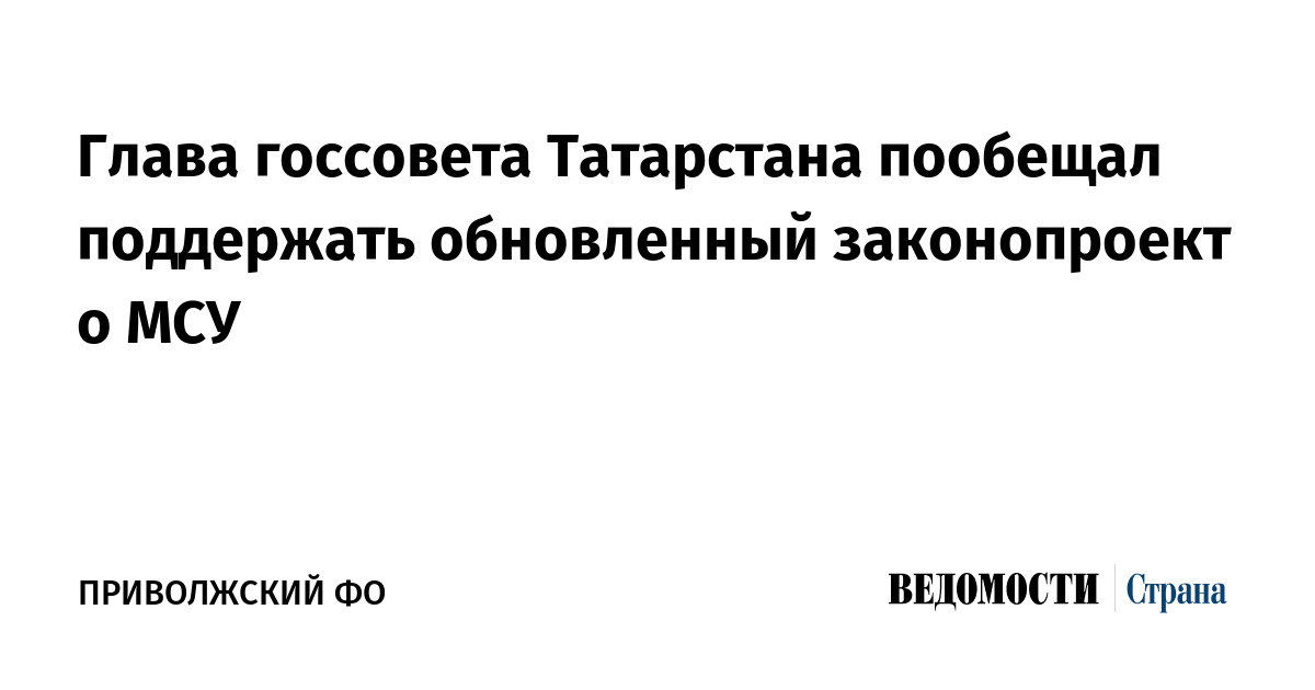 Глава госсовета Татарстана пообещал поддержать обновленный законопроект о МСУ