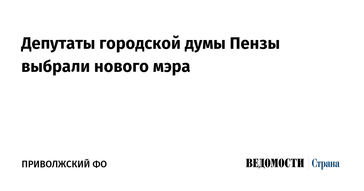 Депутаты городской думы Пензы выбрали нового мэра