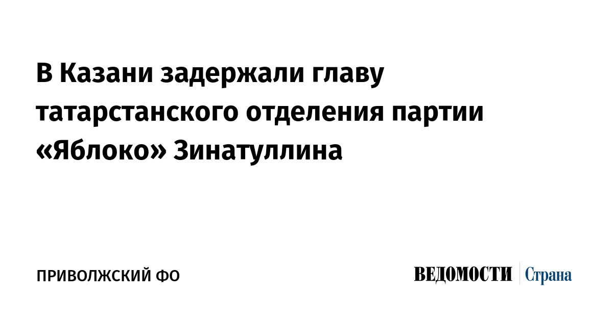 В Казани задержали главу татарстанского отделения партии «Яблоко» Зинатуллина