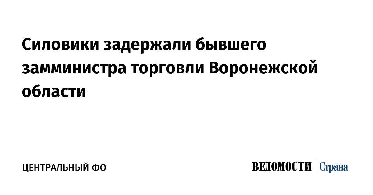 Силовики задержали бывшего замминистра торговли Воронежской области