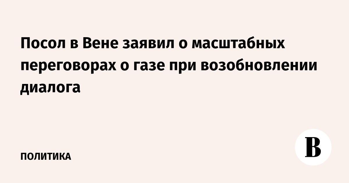 Посол в Вене заявил о масштабных переговорах о газе при возобновлении диалога