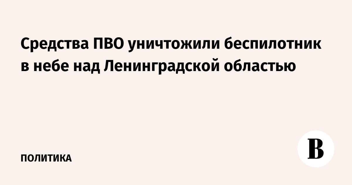 Средства ПВО уничтожили беспилотник в небе над Ленинградской областью