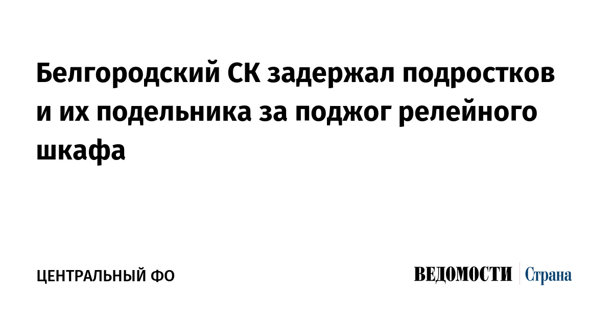 Белгородский СК задержал подростков и их подельниках за поджог релейного шкафа