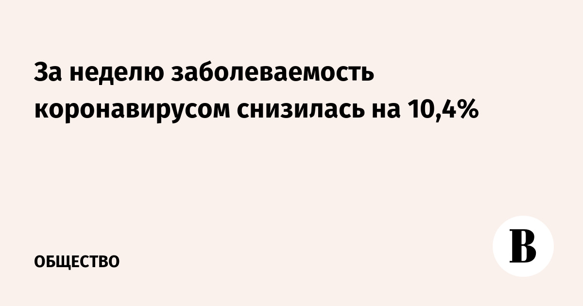 За неделю заболеваемость коронавирусом снизилась на 10,4%