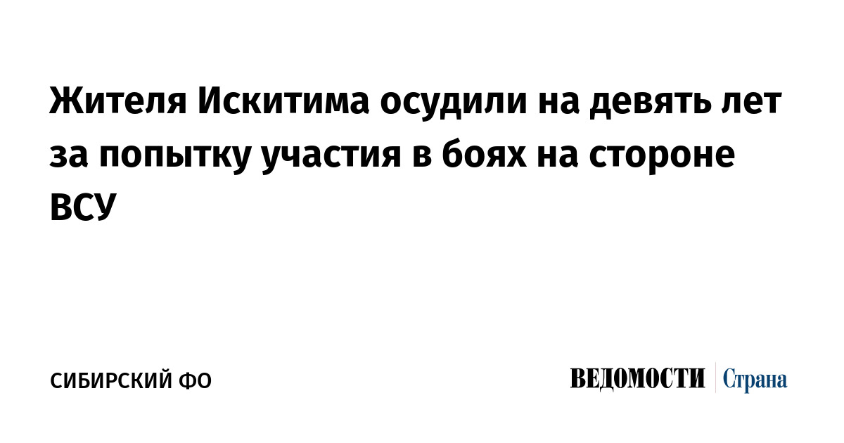 Жителя Искитима осудили на девять лет за попытку участия в боях на стороне ВСУ