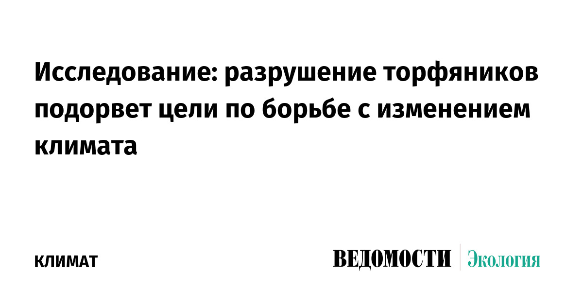 Исследование: разрушение торфяников подорвет цели по борьбе с изменением климата