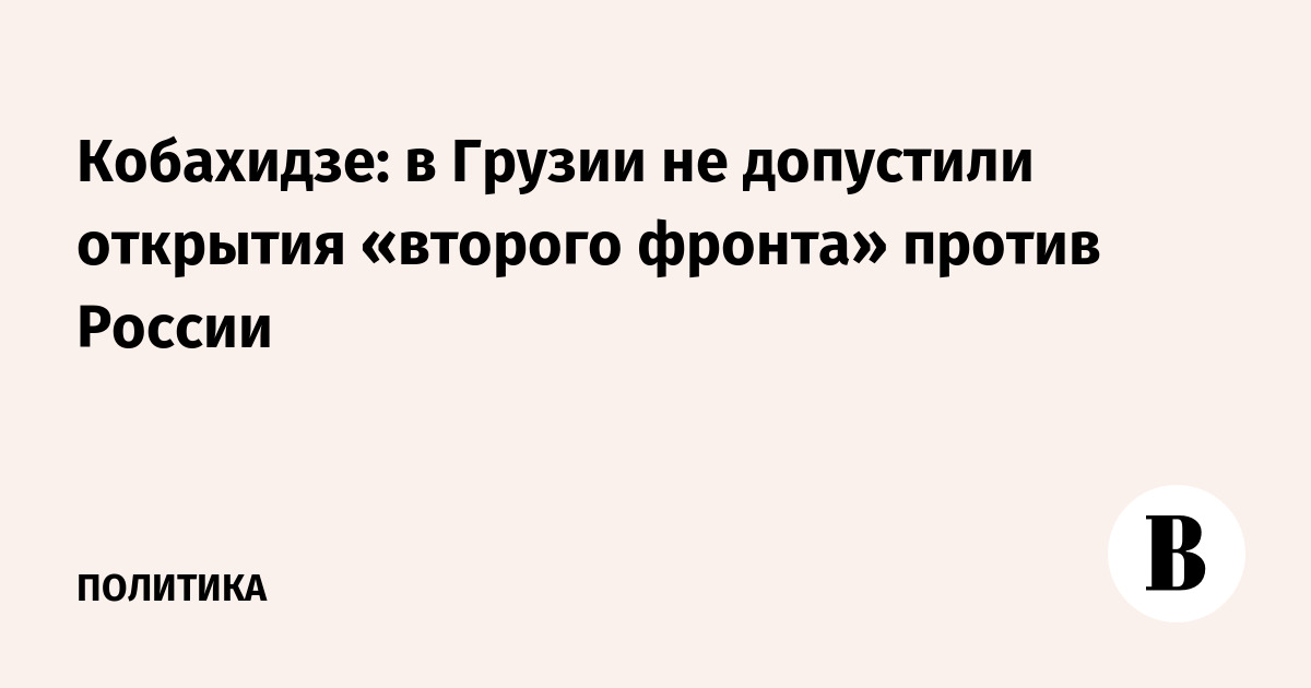 Кобахидзе: в Грузии не допустили открытия «второго фронта» против России