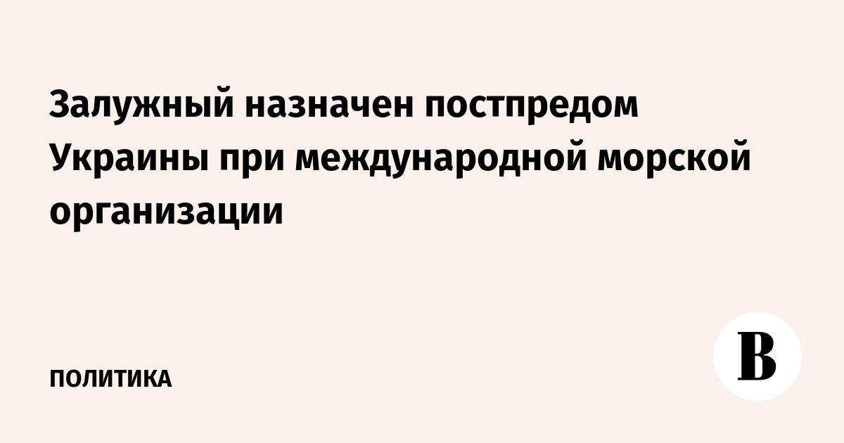 Залужный назначен постпредом Украины при международной морской организации