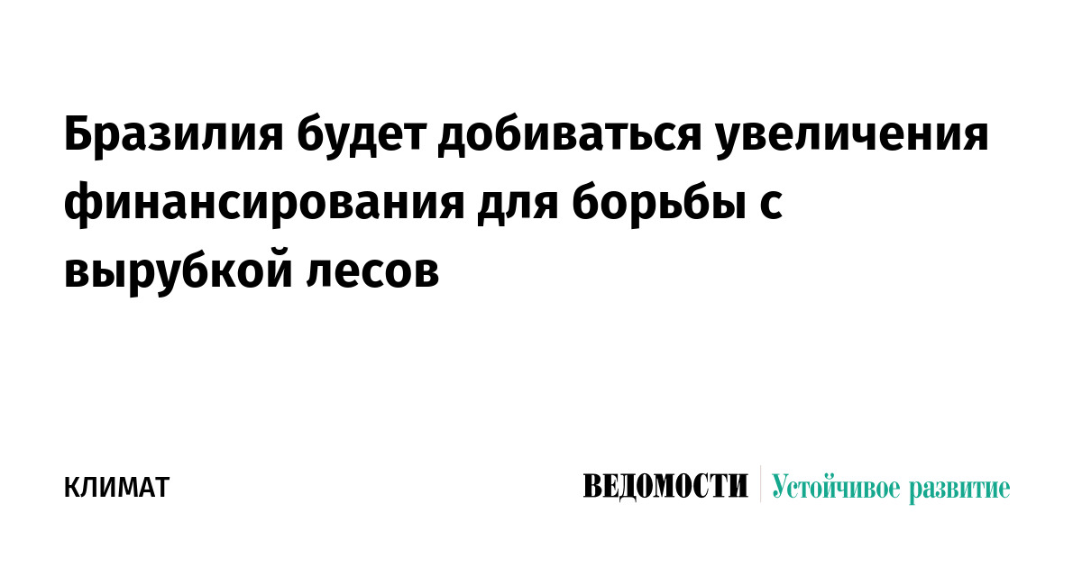 Бразилия будет добиваться увеличения финансирования для борьбы с вырубкой лесов