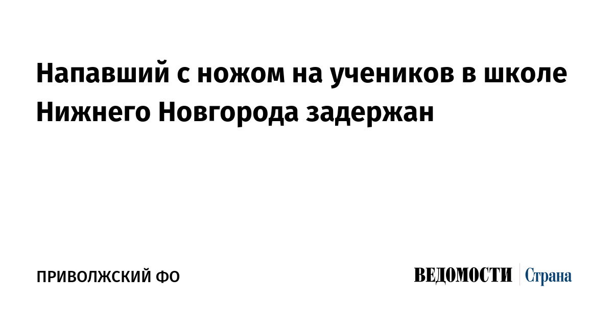 Напавший с ножом на учеников в школе Нижнего Новгорода задержан