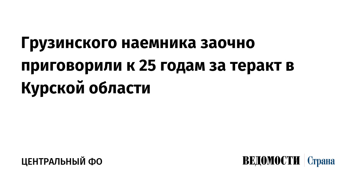 Грузинского наемника заочно приговорили к 25 годам за теракт в Курской области