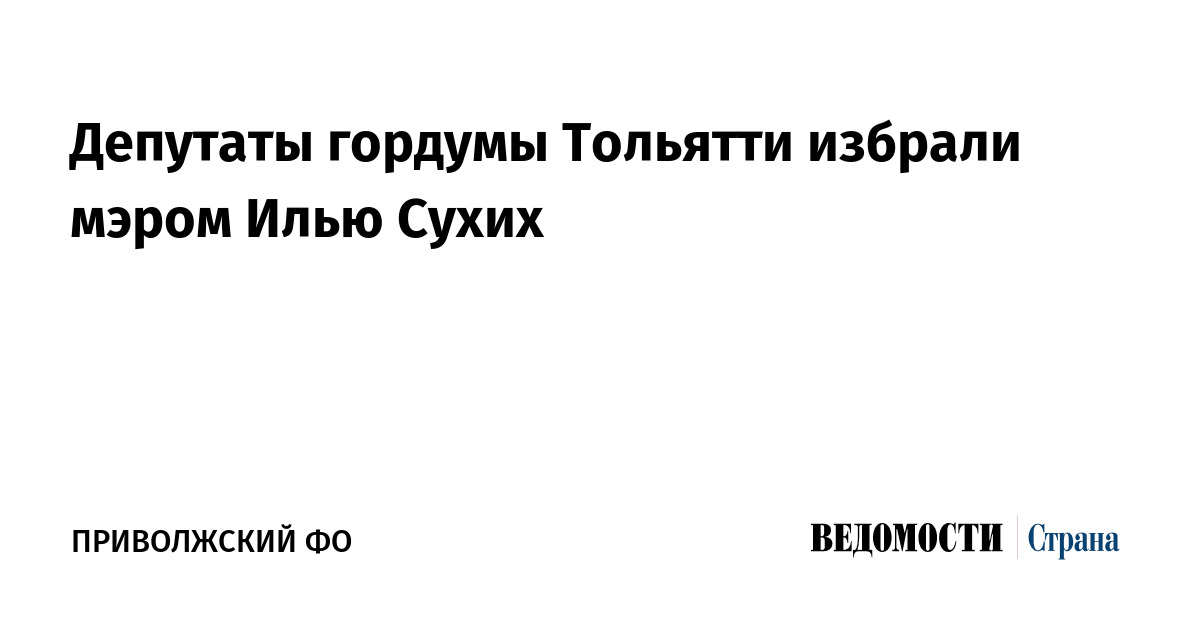 Депутаты гордумы Тольятти избрали мэром Илью Сухих