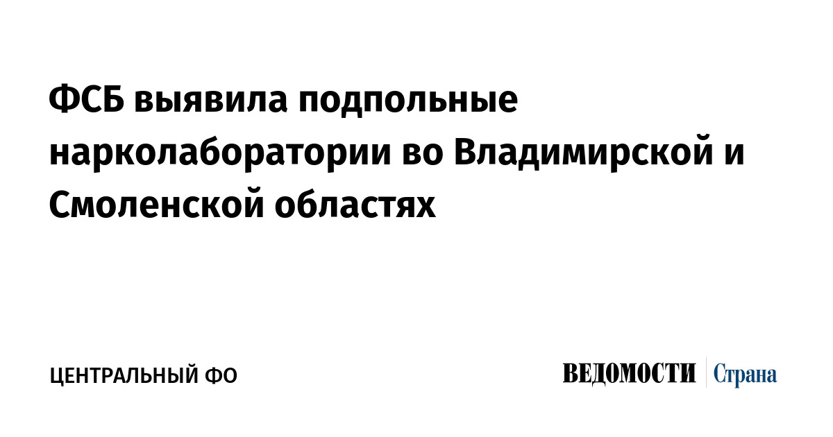 ФСБ выявила подпольные нарколаборатории во Владимирской и Смоленской областях