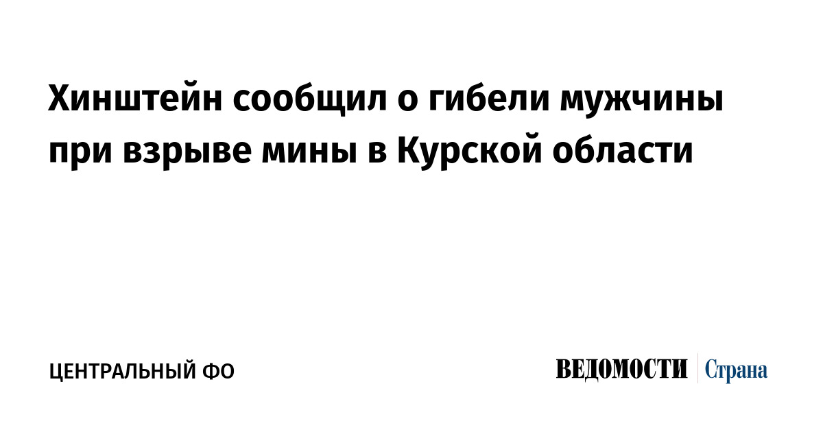 Хинштейн сообщил о гибели мужчины при взрыве мины в Курской области