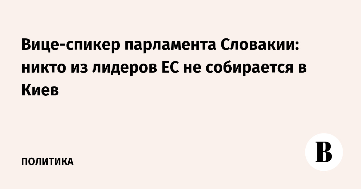 Вице-спикер парламента Словакии: никто из лидеров ЕС не собирается в Киев
