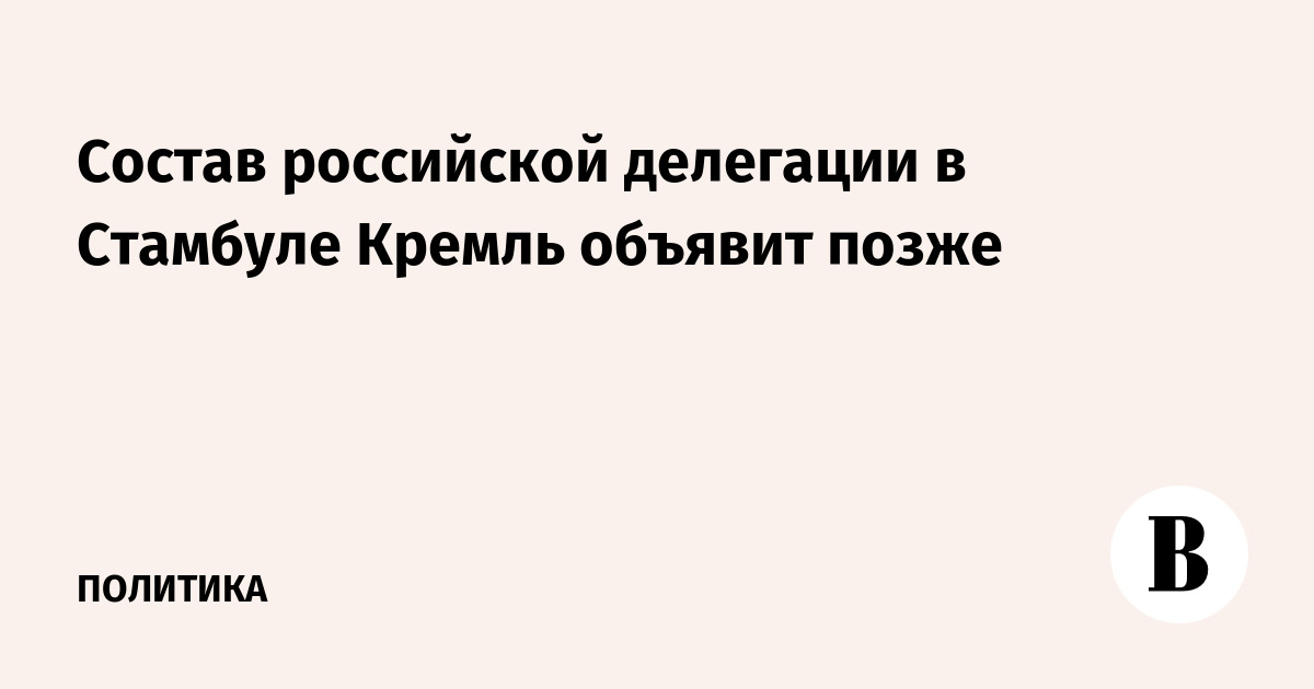 Состав российской делегации в Стамбуле Кремль объявит позже
