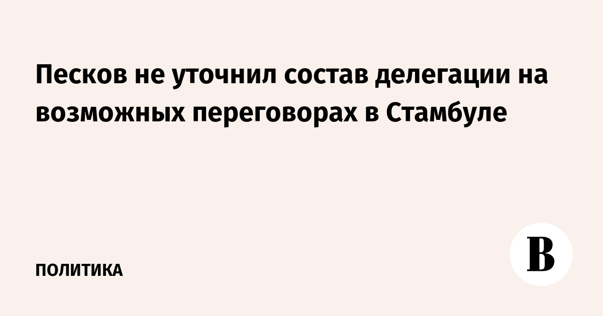 Песков не уточнил состав делегации на возможных переговорах в Стамбуле