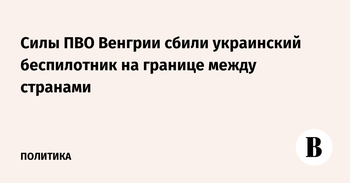 Силы ПВО Венгрии сбили украинский беспилотник на границе между странами