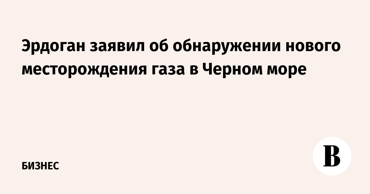 Эрдоган заявил об обнаружении нового месторождения газа в Черном море