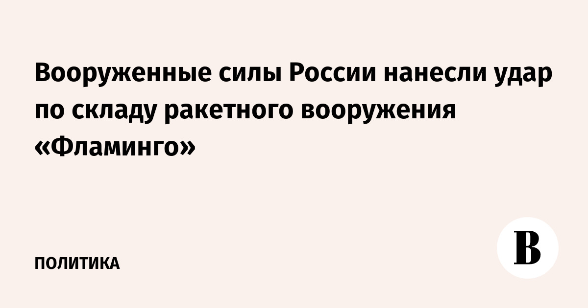 Вооруженные силы России нанесли удар по складу ракетного вооружения «Фламинго»