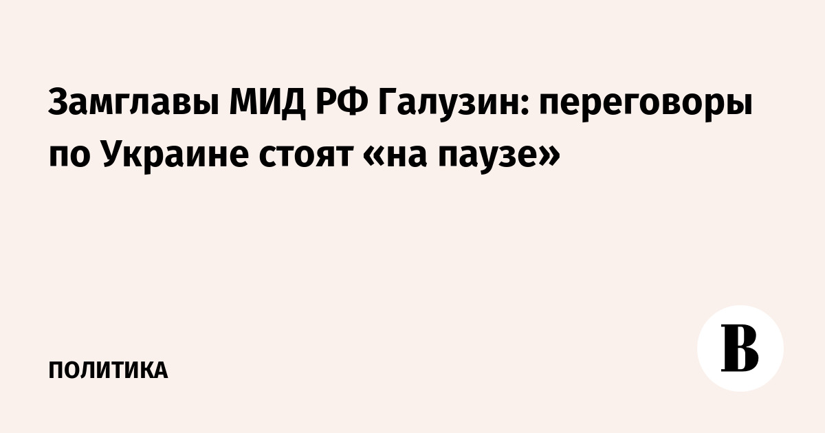 Замглавы МИД РФ Галузин: переговоры по Украине стоят «на паузе»