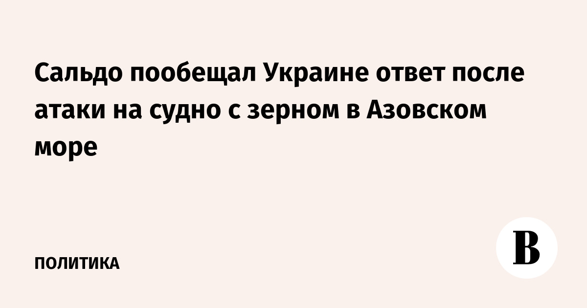 Сальдо пообещал Украине ответ после атаки на судно с зерном в Азовском море