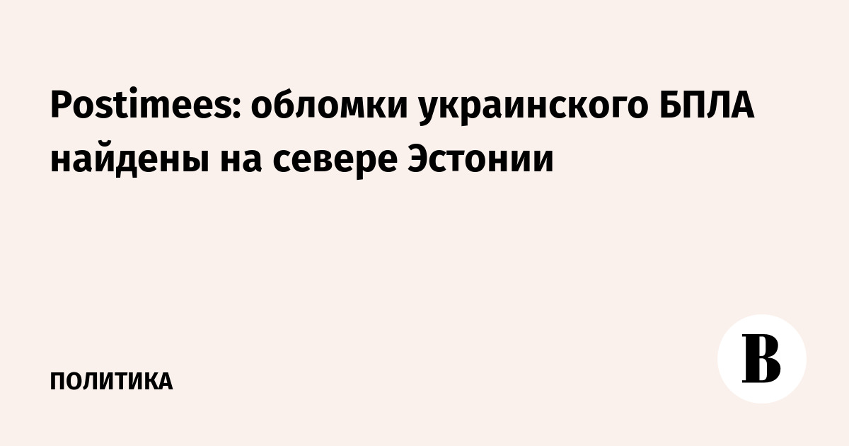 Postimees: обломки украинского БПЛА найдены на севере Эстонии