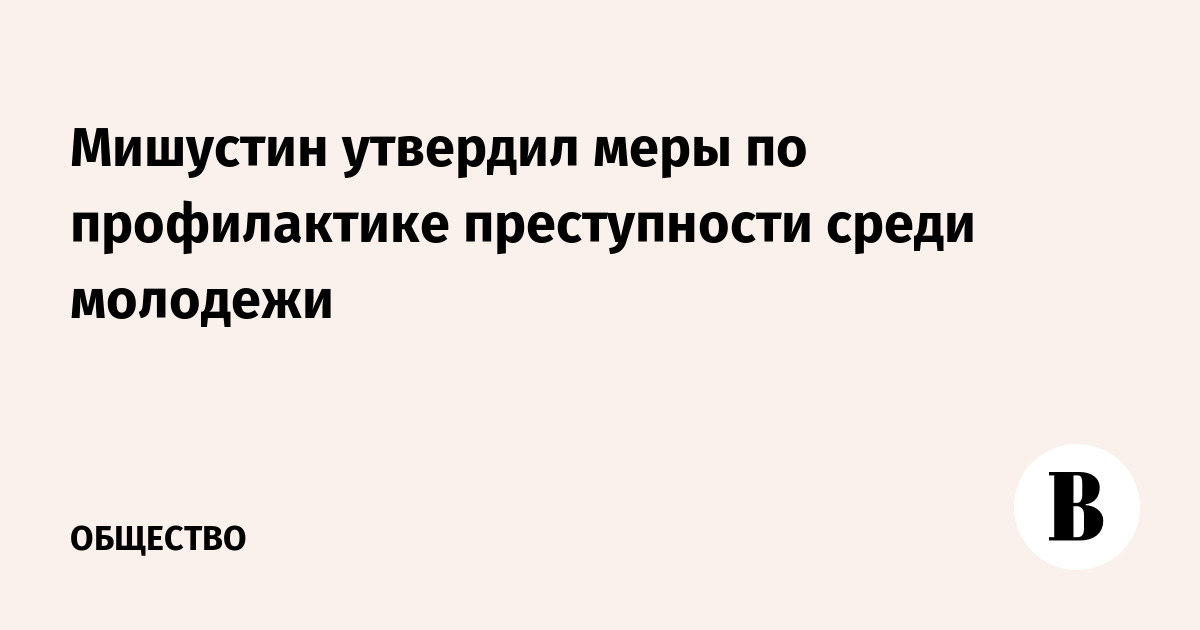 Мишустин утвердил меры по профилактике преступности среди молодежи