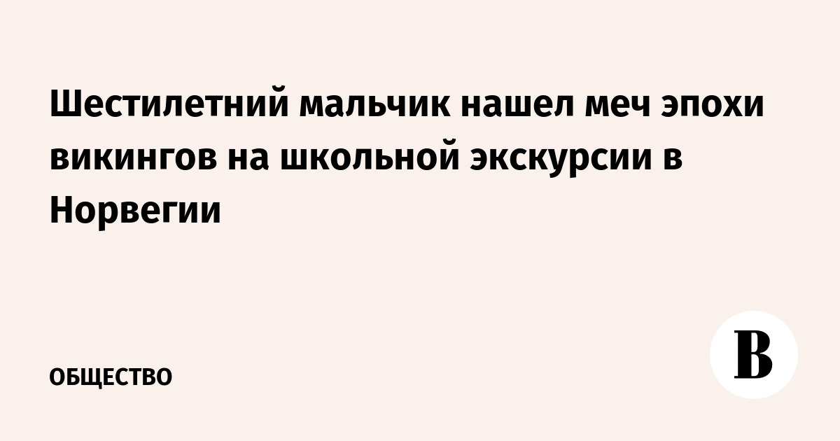 Шестилетний мальчик нашел меч эпохи викингов на школьной экскурсии в Норвегии