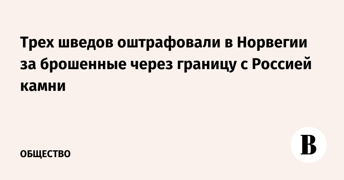 Трех шведов оштрафовали в Норвегии за брошенные через границу с Россией камни