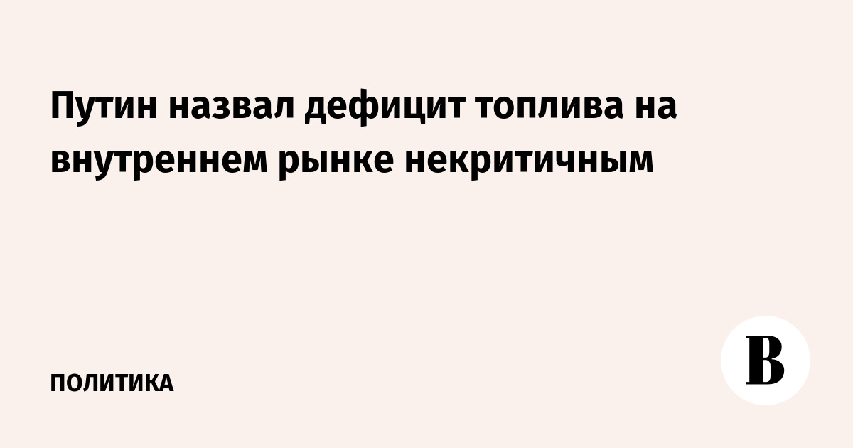 Путин назвал дефицит топлива на внутреннем рынке некритичным