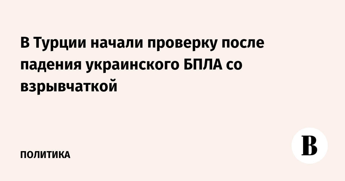 В Турции начали проверку после падения украинского БПЛА со взрывчаткой