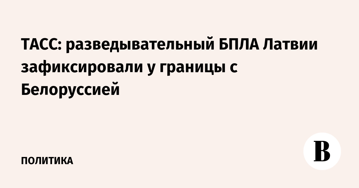 ТАСС: разведывательный БПЛА Латвии зафиксировали у границы с Белоруссией