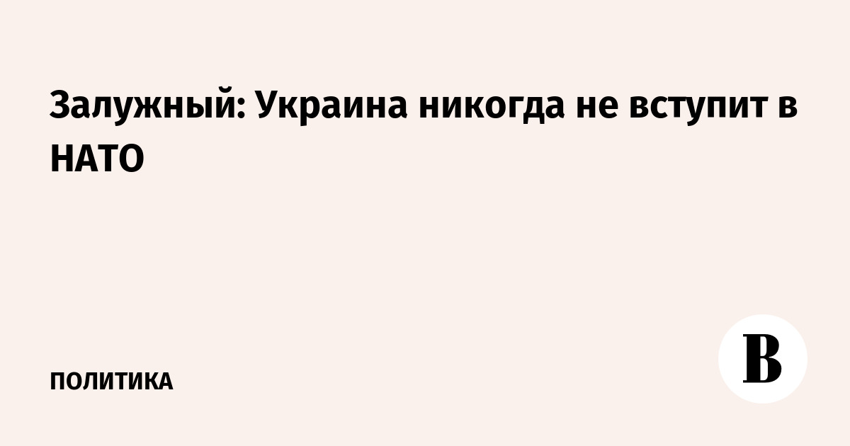 Залужный: Украина никогда не вступит в НАТО