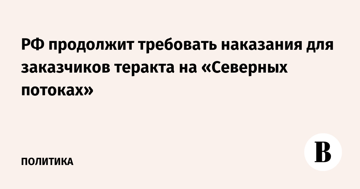 РФ продолжит требовать наказания для заказчиков теракта на «Северных потоках»
