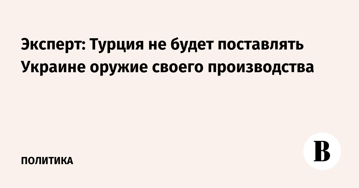 Эксперт: Турция не будет поставлять Украине оружие своего производства