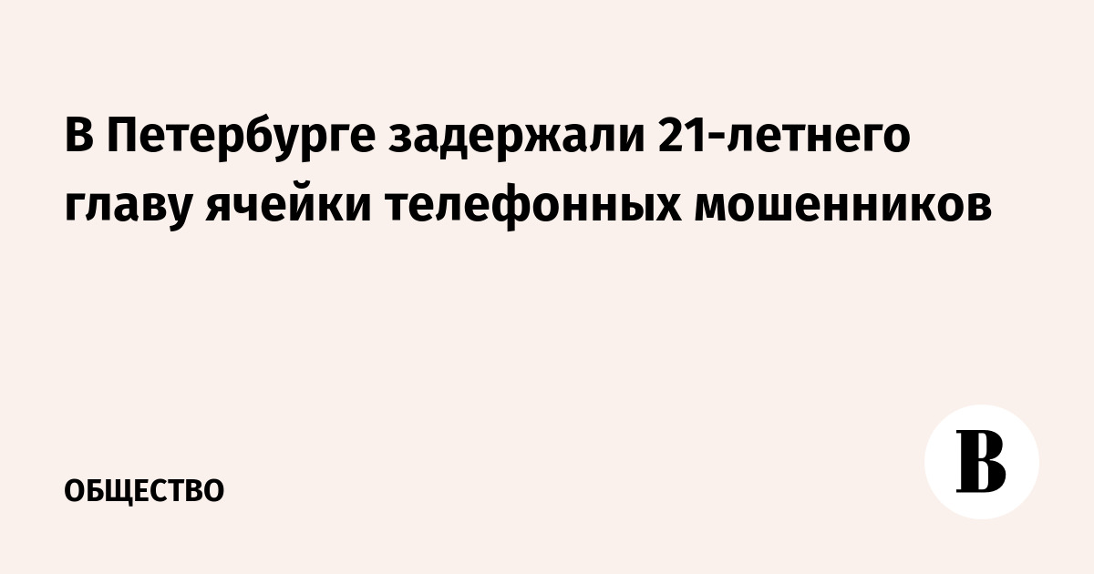 В Петербурге задержали 21-летнего главу ячейки телефонных мошенников