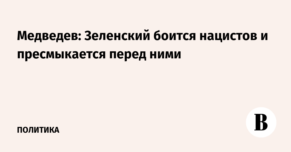 Медведев: Зеленский боится нацистов и пресмыкается перед ними
