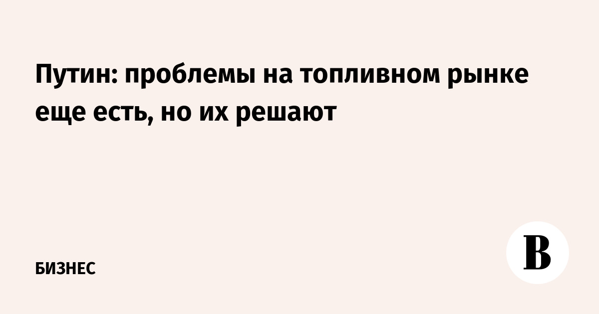 Путин: проблемы на топливном рынке еще есть, но их решают