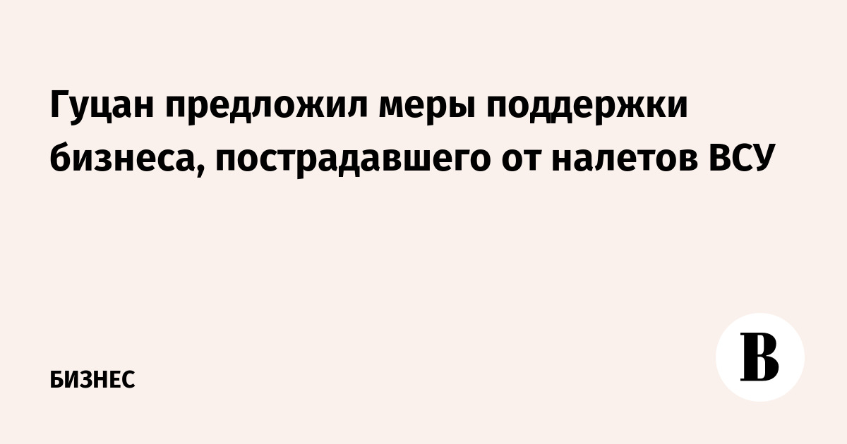 Гуцан предложил меры поддержки бизнеса, пострадавшего от налетов ВСУ