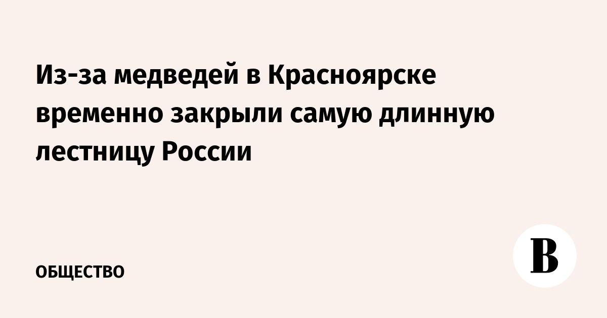 Из-за медведей в Красноярске временно закрыли самую длинную лестницу России