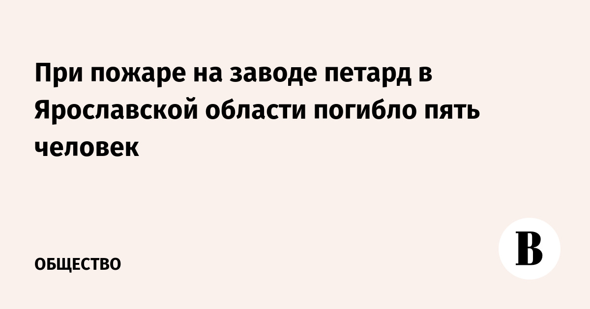 При пожаре на заводе петард в Ярославской области погибло пять человек