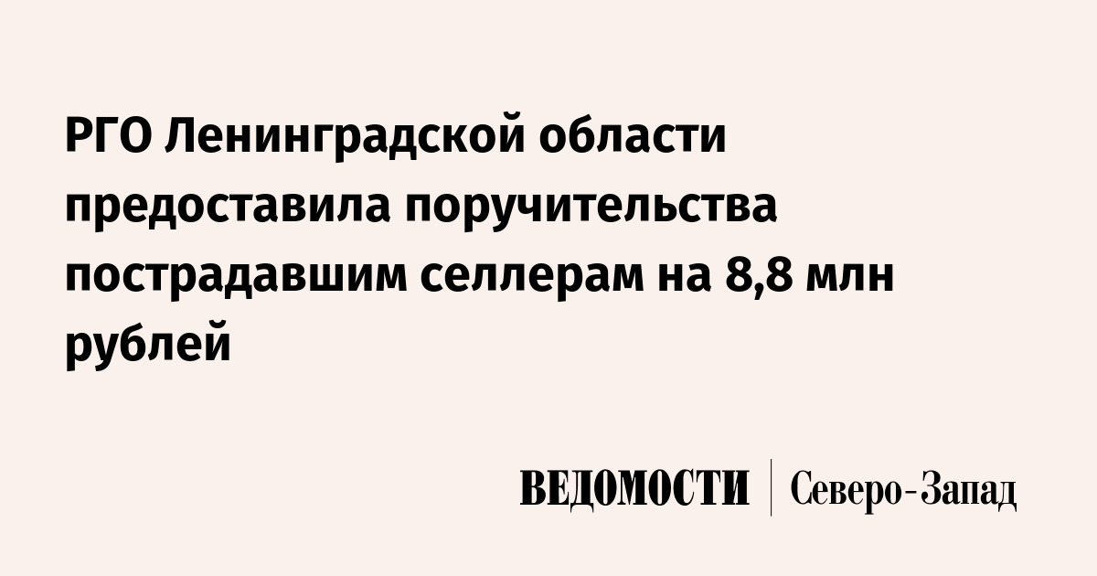РГО Ленинградской области выдала поручительства пострадавшим от атак БПЛА селлерам на 8,8 млн рублей