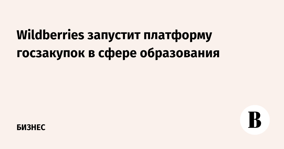 Wildberries запустит платформу госзакупок в сфере образования
