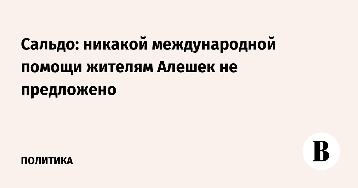 Сальдо: повода для международной шумихи вокруг Алешек нет