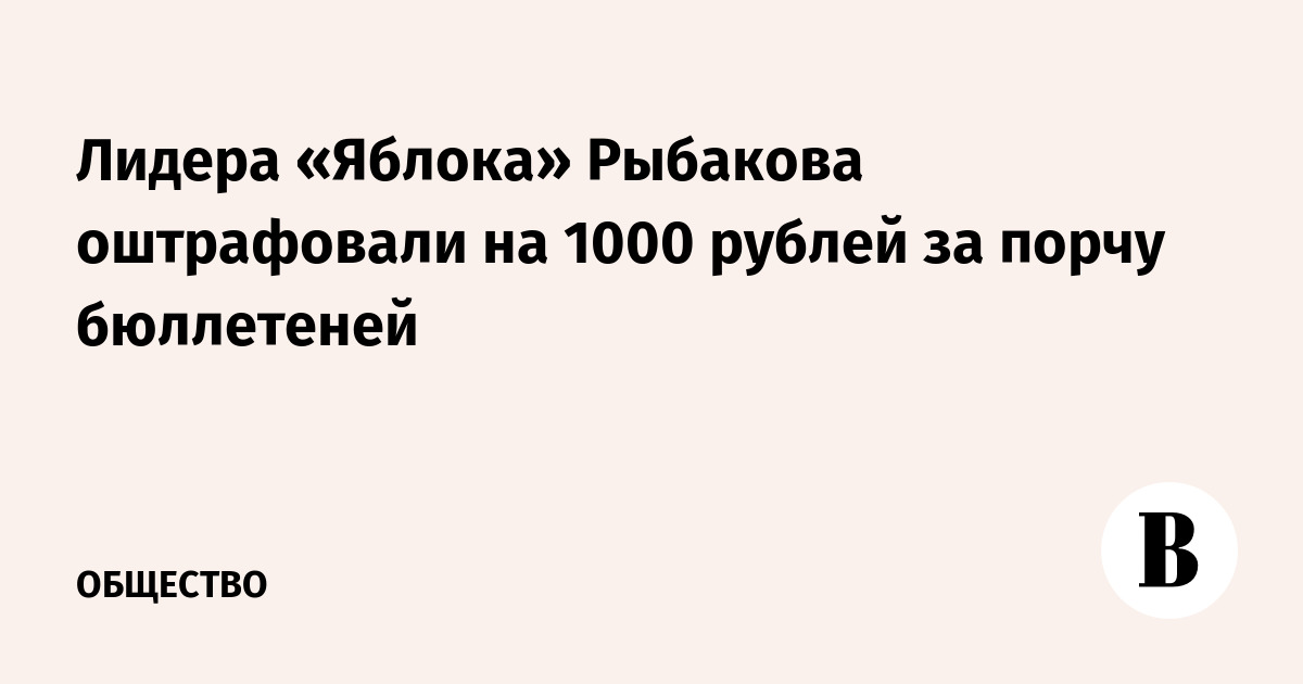 Лидера «Яблока» Рыбакова оштрафовали на 1000 рублей за порчу бюллетеней