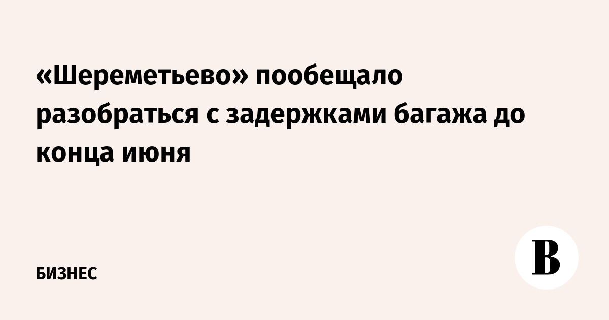 «Шереметьево» пообещало разобраться с задержками багажа до конца июня