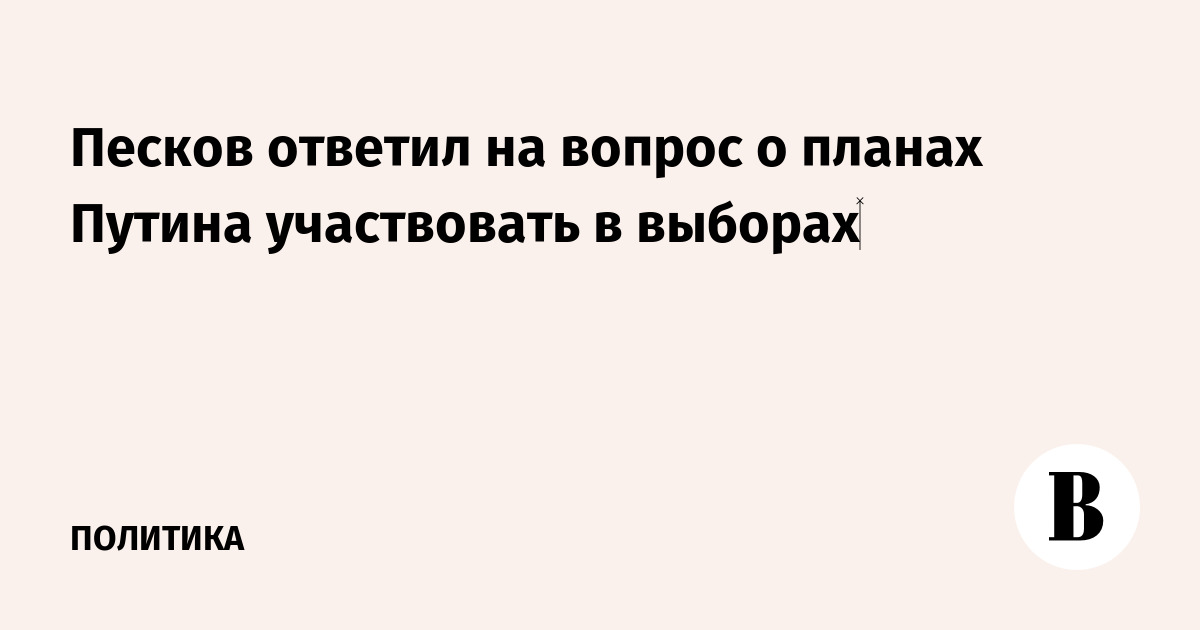 Песков ответил на вопрос о планах Путина участвовать в выборах‍